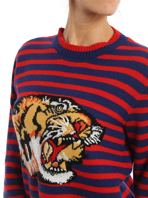 gucci green red striped sweater|Gucci tiger sweater women.